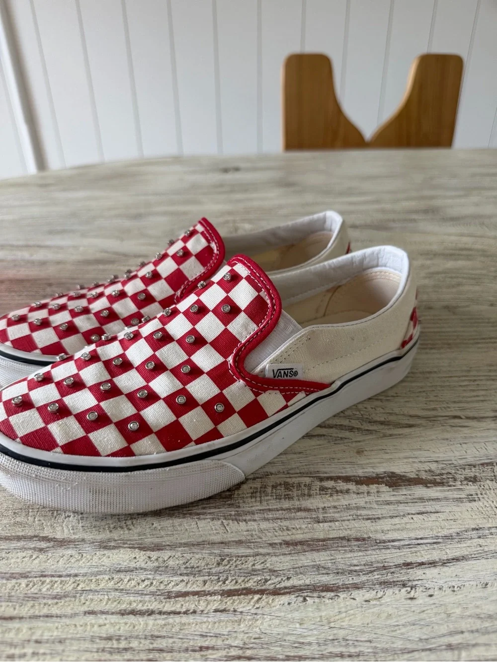 Vans women’s Red & White Checker Slip-On Shoes
